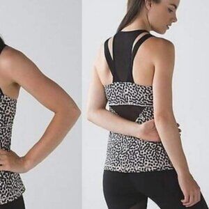 RARE Lululemon Running In The City Tank Stripe Play Slate Black
